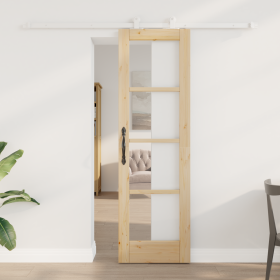 Puerta Corrediza con Juego de Herrajes 'ORKDAL'Madera Sólida y Vidrio de , Puertas para el hogar - Ref: Foro24-3332069, Preci...