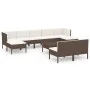 Set muebles de jardín 10 pzas y cojines ratán sintético marrón de vidaXL, Conjuntos de jardín - Ref: Foro24-3094551, Precio: ...