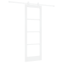 Puerta Corredera con Juego de Herrajes 'ORKDAL'Blanca Madera Sólida y Vidrio de , Puertas para el hogar - Ref: Foro24-3332074...