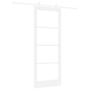 Puerta Deslizante con Juego de Hardware 'ORKDAL'Madera Sólida y Cristal Blanca de , Puertas para el hogar - Ref: Foro24-33320...