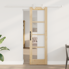 Juego de Puerta Corrediza con Juego de Hardware 61x198.5 cm de Madera Sólida de Pino de , Puertas para el hogar - Ref: Foro24...