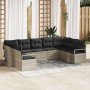 Conjunto de sofá de jardín 9 pcs Gris claro Poliratán