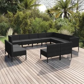Gartenmöbel-Set 12 Stück synthetische Rattan-Kissen schwarz von vidaXL, Gartensets - Ref: Foro24-3094485, Preis: 978,91 €, Ra...