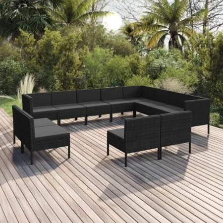 Gartenmöbel-Set 12 Stück synthetische Rattan-Kissen schwarz von vidaXL, Gartensets - Ref: Foro24-3094485, Preis: 978,91 €, Ra...