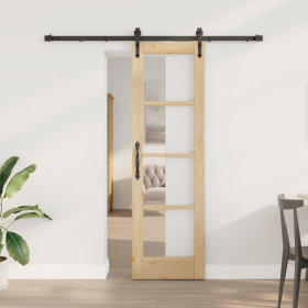 Puerta deslizante con juego de hardware 61x198.5 cm Madera sólida de pino de , Puertas para el hogar - Ref: Foro24-3332321, P...