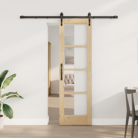Puerta deslizante con juego de hardware 61x198.5 cm Madera sólida de pino de , Puertas para el hogar - Ref: Foro24-3332321, P...