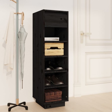 Solid black pine wood shoe cabinet 30x34x105 cm by vidaXL, Shoe racks and shoe organizers - Ref: Foro24-813559, Price: 57,39 ...