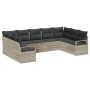 Conjunto de sofá de jardín 9 pcs Gris claro Poliratán