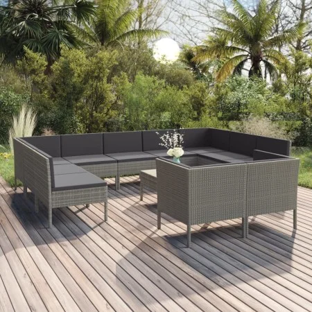12-piece garden furniture set and gray synthetic rattan cushions by vidaXL, Garden sets - Ref: Foro24-3094622, Price: 996,24 ...
