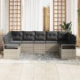 Conjunto de sofá de jardín 9 pcs Gris claro Poliratán