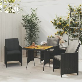 Mesa de jardín ratán sintético y acacia maciza negro 70x70x72cm de vidaXL, Mesas de jardín - Ref: Foro24-318692, Precio: 93,4...
