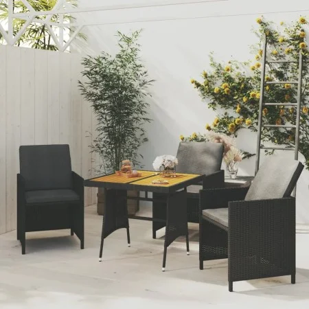 Garden table synthetic rattan and solid black acacia 70x70x72cm by vidaXL, Garden tables - Ref: Foro24-318692, Price: 92,26 €...