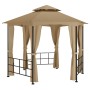 Cenador con paredes laterales gris taupe 3,1x2,7 m