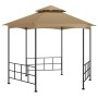 Cenador con paredes laterales gris taupe 3,1x2,7 m