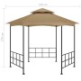Cenador con paredes laterales gris taupe 3,1x2,7 m