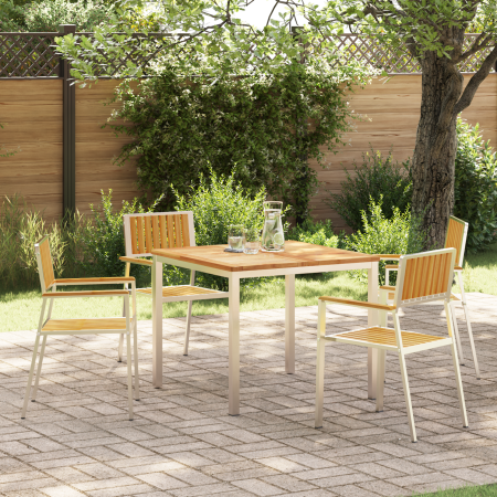 Juego de Comedor de Jardín de 5 Piezas de Madera Maciza de Teca de , Mesas de jardín - Ref: Foro24-3334798, Precio: 686,01 €,...