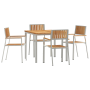 Juego de Comedor de Jardín de 5 Piezas de Madera Maciza de Teca de , Mesas de jardín - Ref: Foro24-3334798, Precio: 686,01 €,...