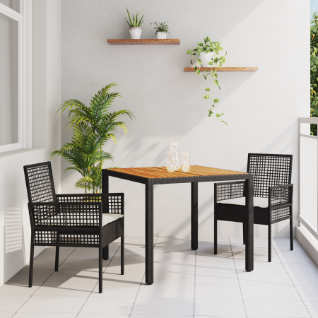 Conjunto de Muebles de Comedor Set de 3 Negro Madera Duradero