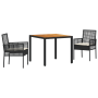Conjunto de Muebles de Comedor Set de 3 Negro Madera Duradero