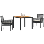Conjunto de Muebles de Comedor Set de 3 Negro Madera Duradero
