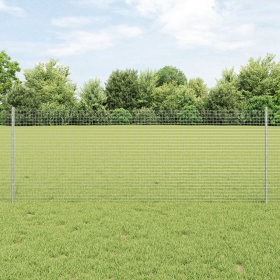 Cerca de Alambre Soldado con 5 Posts en U Plata 0.8x10 m Acero de , Postes de cerca - Ref: Foro24-3336324, Precio: 49,67 €