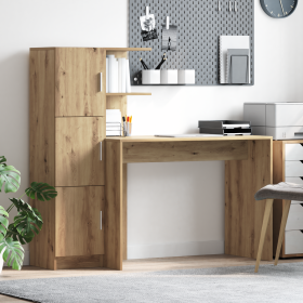 Escritorio con Almacenamiento de Madera de Roble