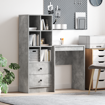 Escritorio con Almacenamiento de Concreto Gris y Madera Ingeniería de , Aparadores - Ref: Foro24-3337300, Precio: 139,15 €, D...