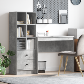 Escritorio con almacenamiento gris concreto madera