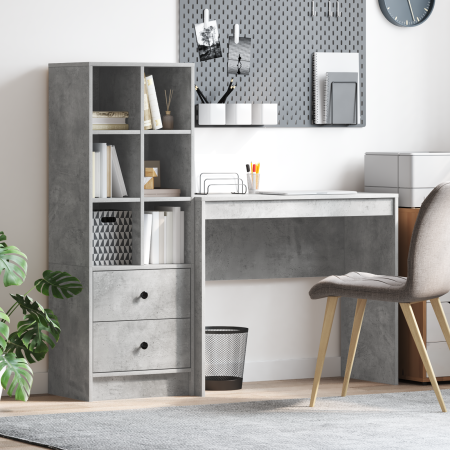 Escritorio con almacenamiento gris concreto madera