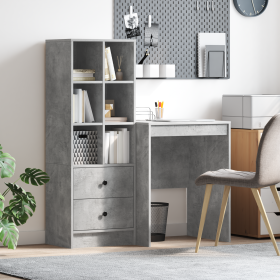 Escritorio con almacenamiento Gris Concreto Madera de Ingeniería de , Aparadores - Ref: Foro24-3337340, Precio: 150,89 €, Des...