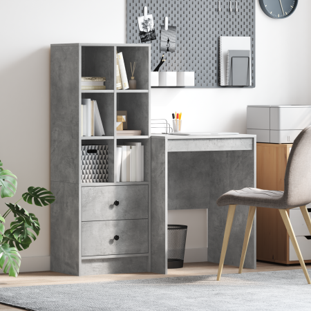 Escritorio con almacenamiento Gris Concreto Madera de Ingeniería de , Aparadores - Ref: Foro24-3337340, Precio: 150,89 €, Des...