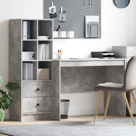Escritorio con Almacenamiento Gris Concreto de Madera