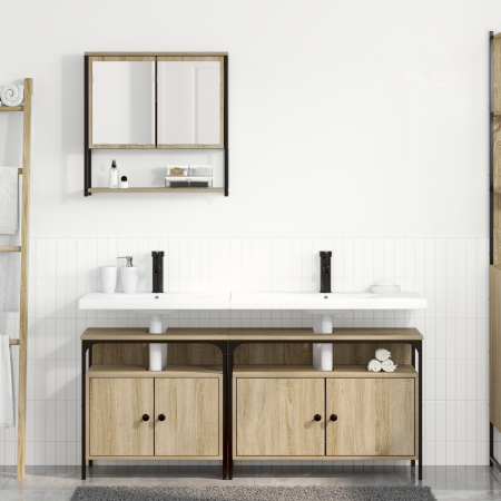 Gabinete de lavabo Roble Sonoma 80x30x60 cm Madera de ingeniería de , Tocadores de baño - Ref: Foro24-3345141, Precio: 174,11 €
