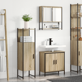 Juego de Muebles para Baño de 3 Piezas de en Madera Ingenierizada Roble Sonoma de , Tocadores de baño - Ref: Foro24-3345142, ...