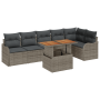 Conjunto de Sofá de Jardín de 7 Piezas con Cojines Gris Polirratán Acacia de , Sofás de exterior - Ref: Foro24-3349467, Preci...