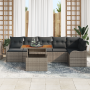 Conjunto de Sofá de Jardín de 7 Piezas con Cojines Gris Polirratán Acacia de , Sofás de exterior - Ref: Foro24-3349467, Preci...