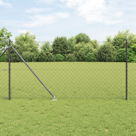 Cerca de Eslabones de Cadena con 7 Postes de Pica 1x10 m Acero Galvanizado de , Paneles de vallas - Ref: Foro24-3351185, Prec...