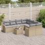 Conjunto de Sofás de Jardín de 9 Piezas con Cojines Beige de