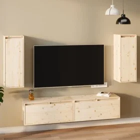 Wall-mounted cabinet, 2 units, solid pine wood, 30x30x80 cm by vidaXL, Shelves and shelves - Ref: Foro24-813496, Price: 93,30...