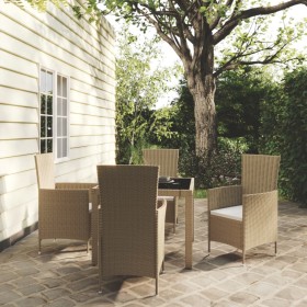 Garten Esstischgarnitur 5 Stück und beige synthetische Rattankissen von vidaXL, Gartensets - Ref: Foro24-3094902, Preis: 379,...