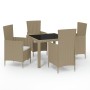 5-piece garden dining set with beige synthetic rattan cushions by vidaXL, Garden sets - Ref: Foro24-3094902, Price: 379,13 €,...