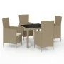 5-piece garden dining set with beige synthetic rattan cushions by vidaXL, Garden sets - Ref: Foro24-3094902, Price: 373,87 €,...