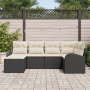 Set de Sofá de Jardín de 6 Piezas con Cojines Negro Poliratán de , Sofás de exterior - Ref: Foro24-3354776, Precio: 399,17 €,...