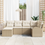 Conjunto de Sofá de Jardín de 6 Piezas con Cojines Beige Poliratán de , Sofás de exterior - Ref: Foro24-3354780, Precio: 454,...