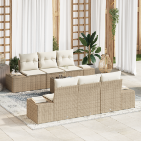 Conjunto de Sofá de 7 Piezas para Jardín con Cojines Beige