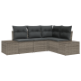 Conjunto de Sofá de Jardín de 4 Piezas con Cojines Gris Poliratán de , Sofás de exterior - Ref: Foro24-3355708, Precio: 364,14 €