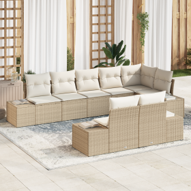 Juego de Sofá de Jardín de 8 Piezas con Cojines Beige Ratán Pólimerico de , Sofás de exterior - Ref: Foro24-3355780, Precio: ...