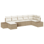 Conjunto de Sofá de Jardín de 7 Piezas con Cojines Beige de Poliratán de , Sofás de exterior - Ref: Foro24-3355820, Precio: 5...