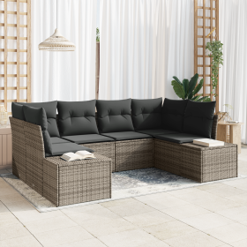 Juego de Sofá de Jardín de 6 piezas con Cojines Gris Ratán Polimérico de , Sofás de exterior - Ref: Foro24-3355868, Precio: 4...