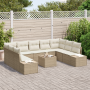 Conjunto de Sofá de Jardín de 10 Piezas con Cojines Marrón Ratán Poliéster de , Sofás de exterior - Ref: Foro24-3355900, Prec...